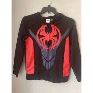 Spider-Man Miles Full-Zip Cosplay Hoodie Zip Up Jacket Black Kids Large